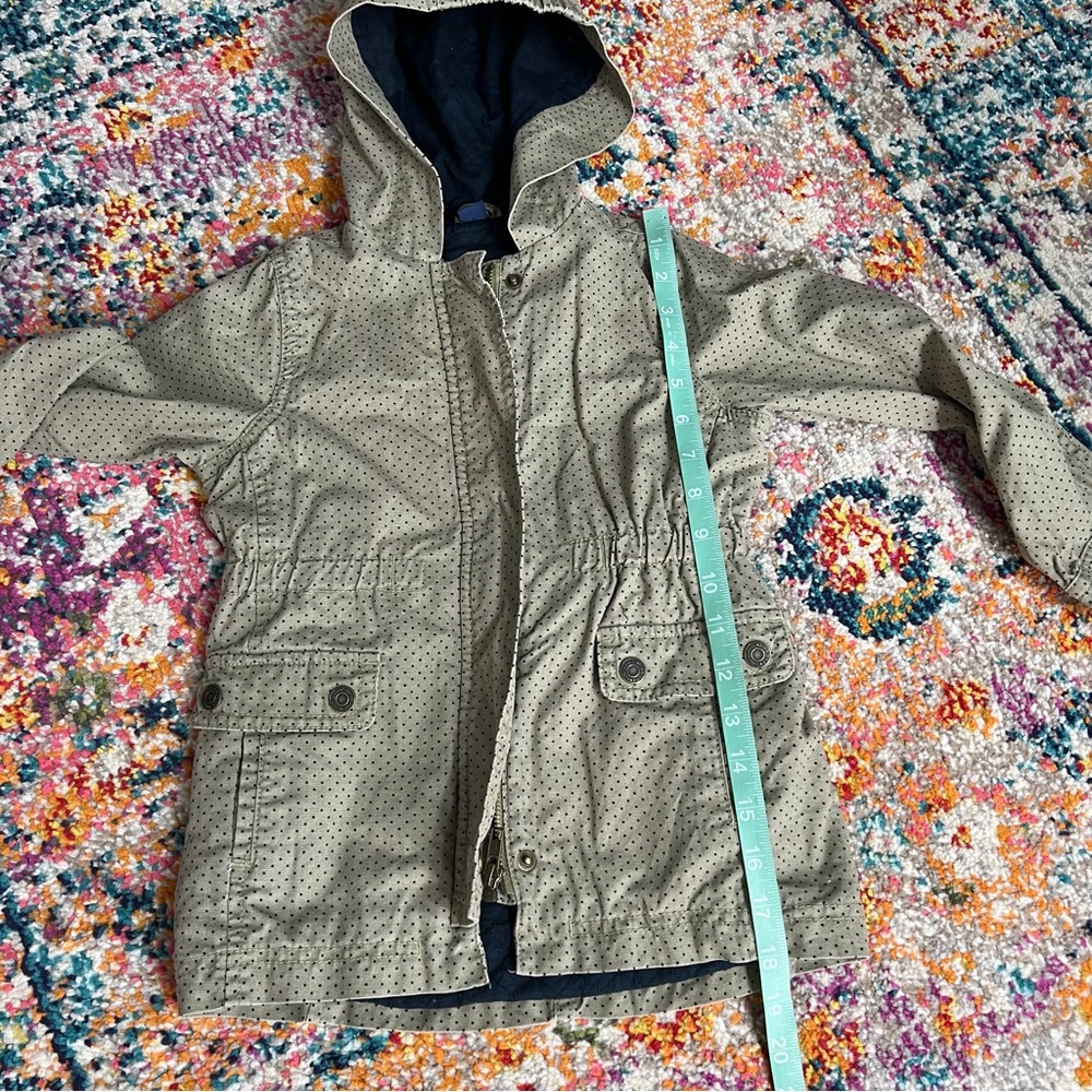 Baby Gap 100%‎ Cotton Olive Green Anorak Jacket with Polka Dots, Size 5 - Picture 8 of 10
